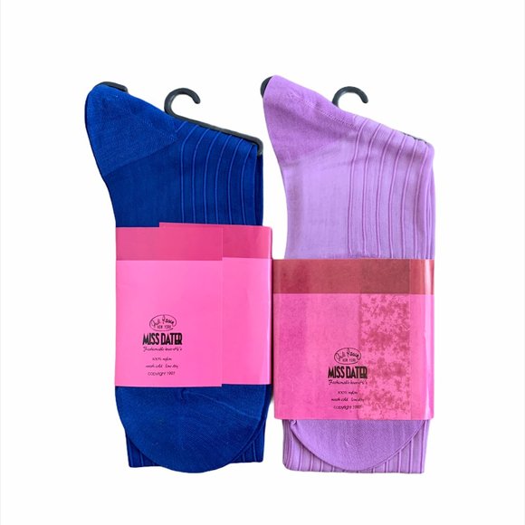SET OF 2 Vintage Judi Rosen NY Colored Nylon Stockings Miss Dater Socks - Picture 2 of 4